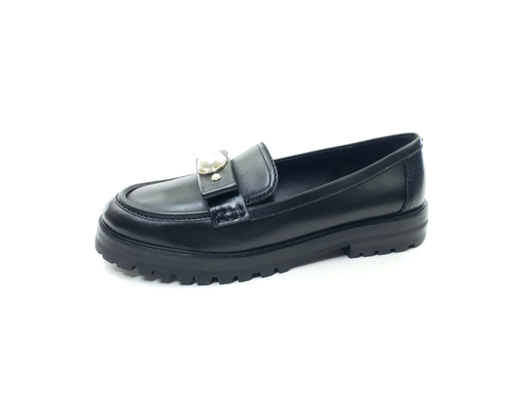 Kate Spade Prima Pearl Womens Loafers Lug Sole Black Leather Size 7.5